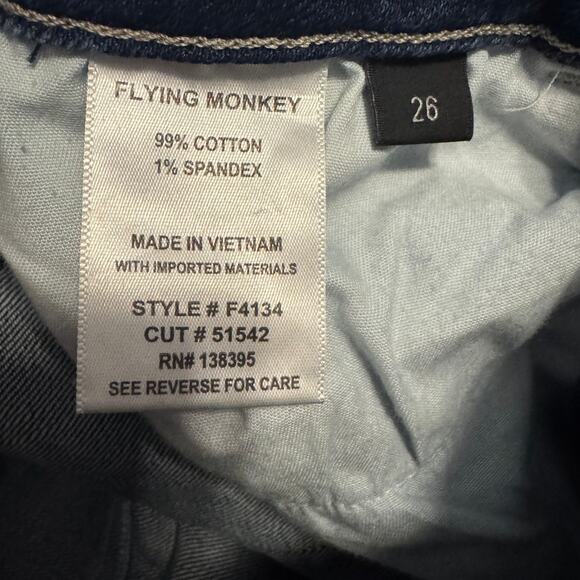 Flying Monkey Womens Blue Cotton Stretch Distressed Straight Leg Jeans Sz 26 NWT - Picture 4 of 5
